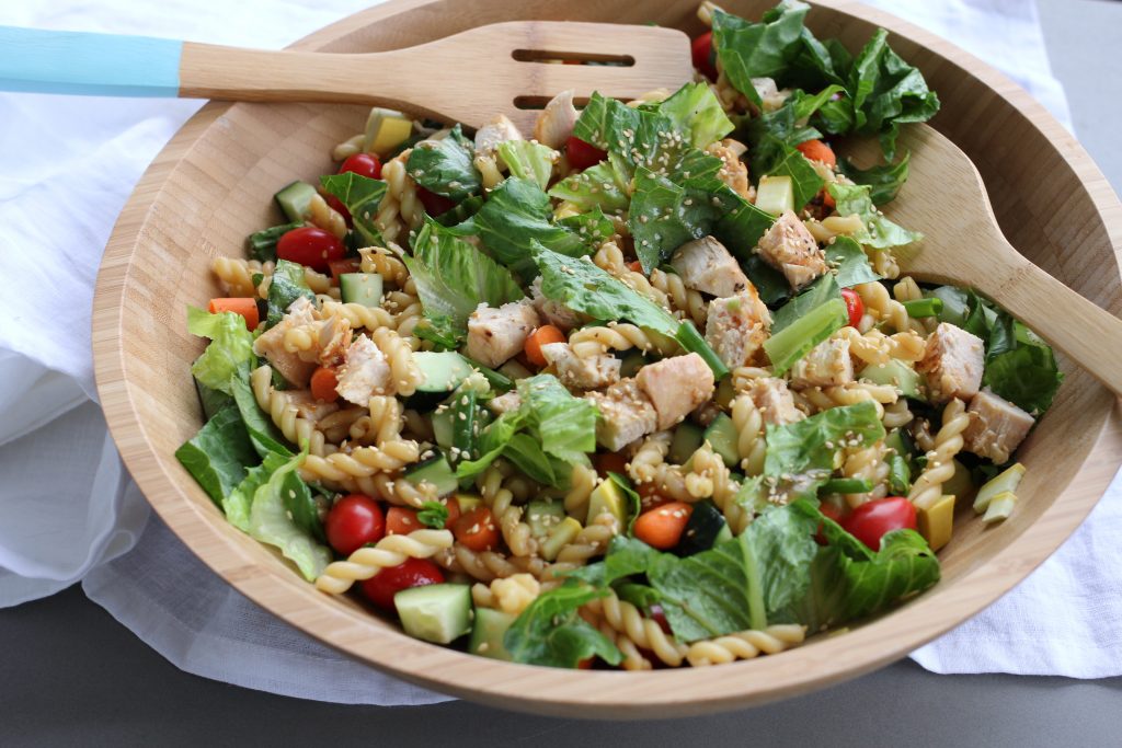 Marinated Teriyaki Chicken and Vegetable Pasta Salad