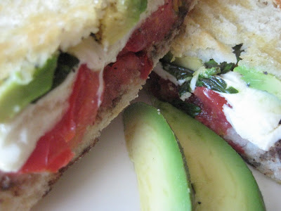 Pressed Mozzarella, Tomato and Fresh Basil Sandwich