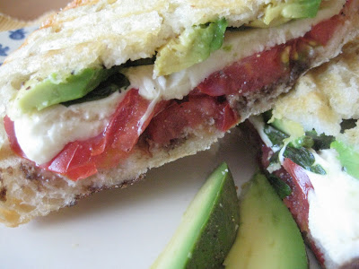 Pressed Mozzarella, Tomato and Fresh Basil Sandwich