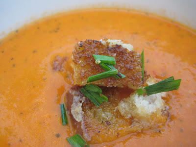 Martha's Fresh Tomato Soup with Parmesan Chive Croutons