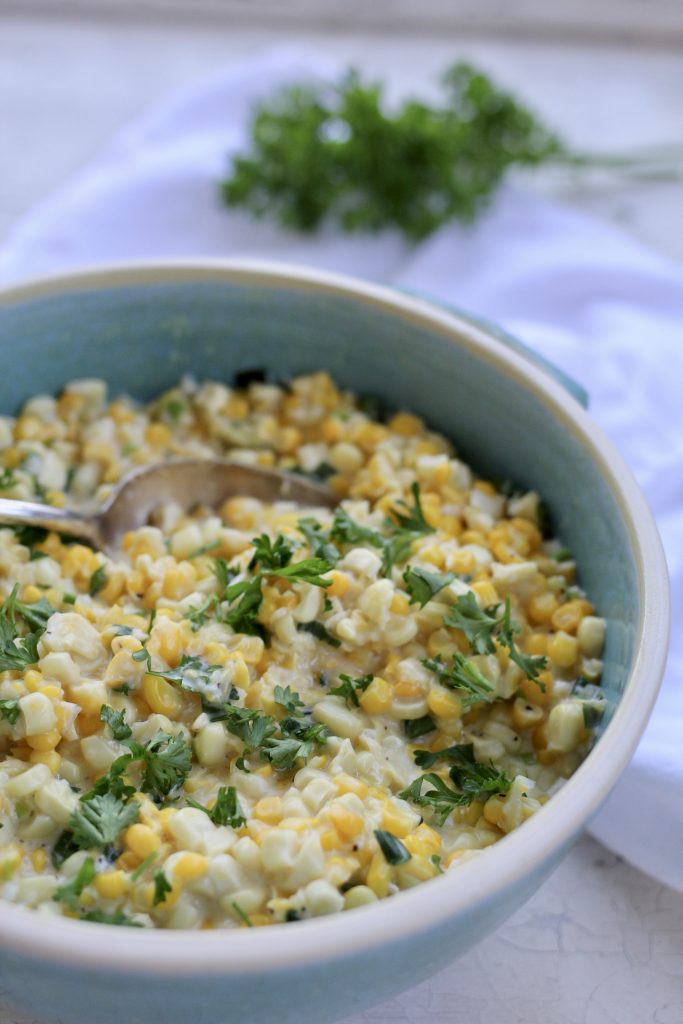 Creamed Corn with Cheese and Parsley
