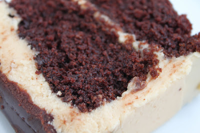 Sour Cream Chocolate Cake with Peanut Butter Frosting and Choco-Peanut Butter Glaze