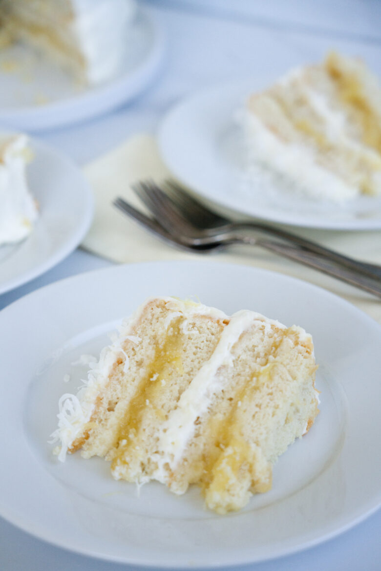 Coconut cake with pineapple filling