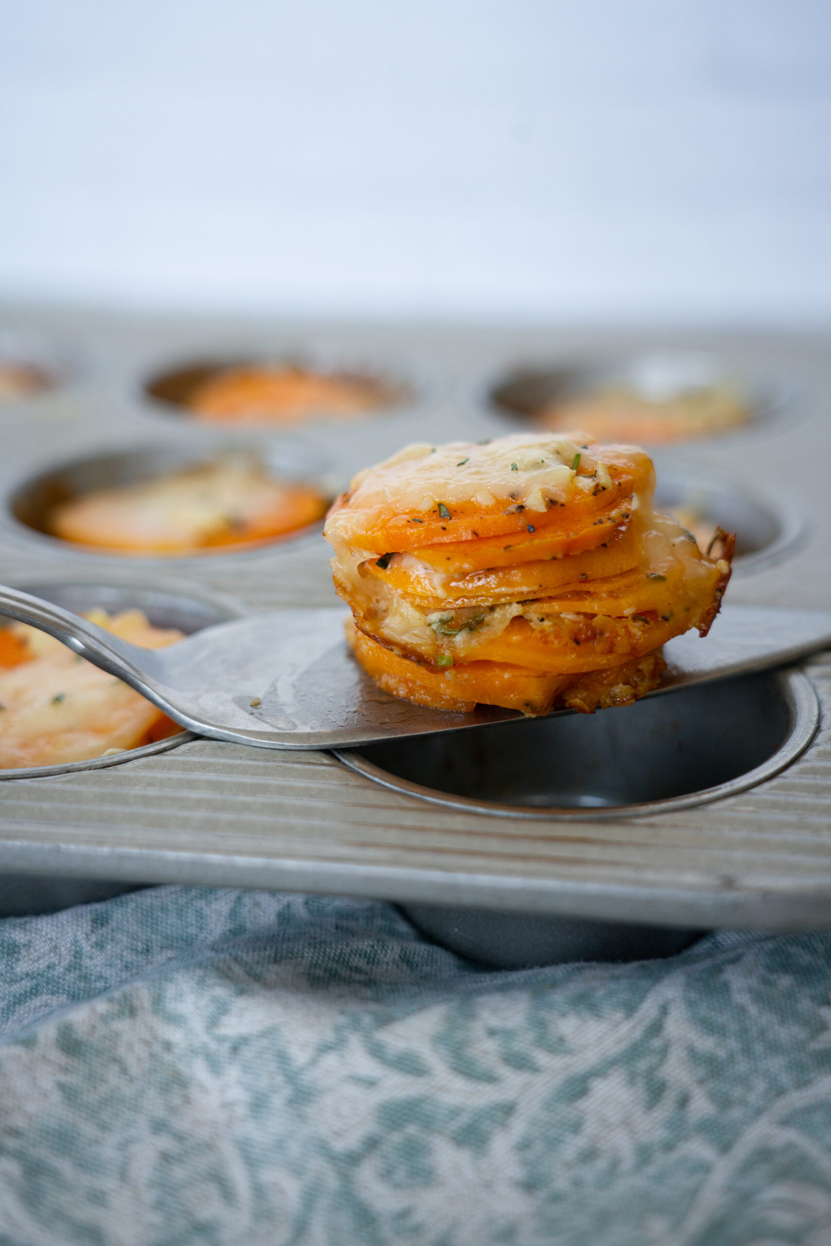 Scalloped Candy Potato Stacks | A Bountiful Kitchen