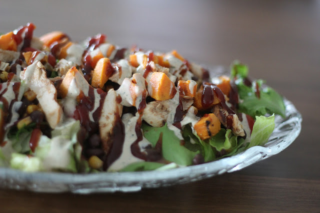 BBQ Chicken Salad with Creamy BBQ Cilantro Lime Dressing