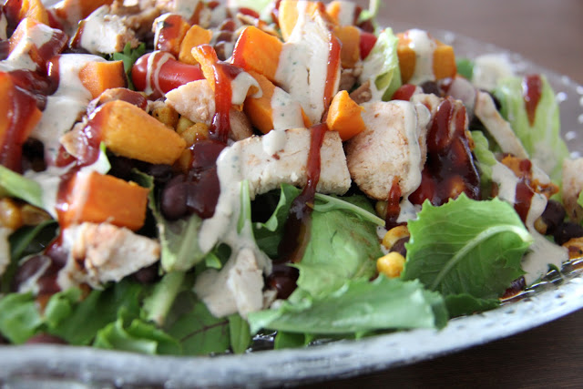 BBQ Chicken Salad with Creamy BBQ Cilantro Lime Dressing