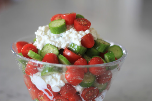 Tomato, Cucumber and Cottage Cheese Salad