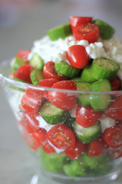 Tomato, Cucumber and Cottage Cheese Salad