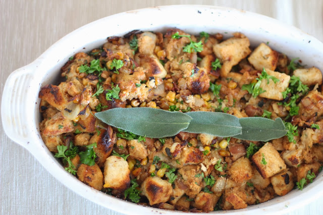 Fried Corn, Sage and Bacon Stuffing