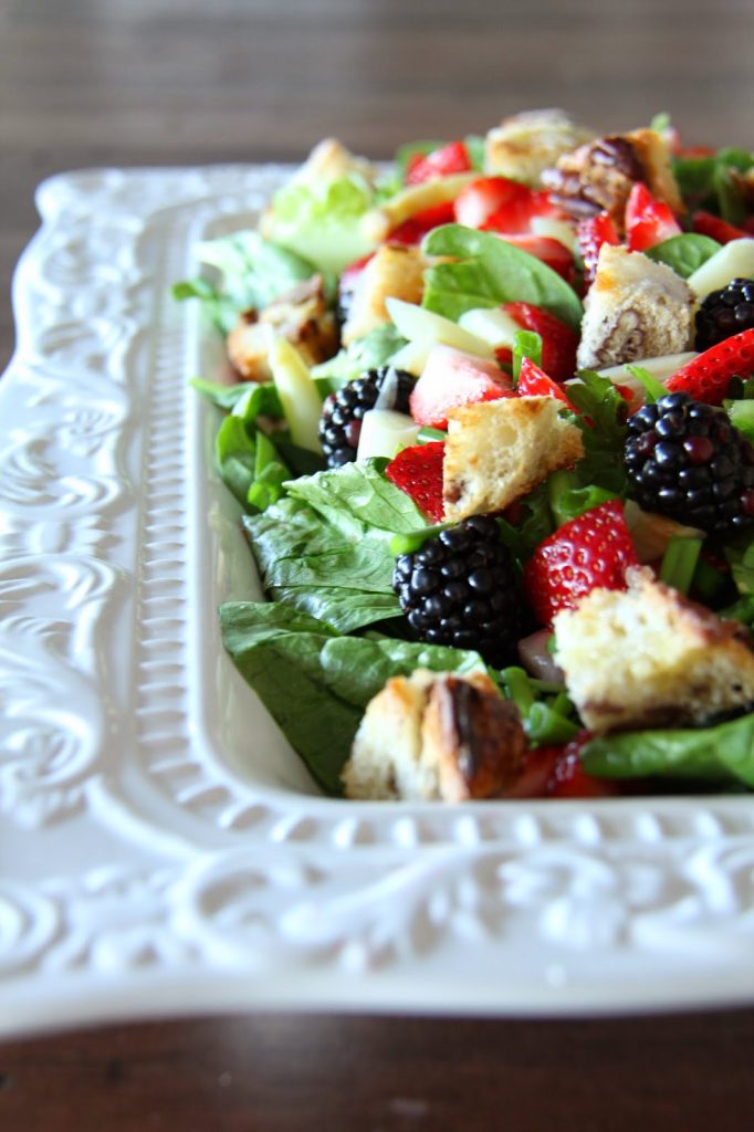 Springtime Salad with White Chocolate Pecan Croutons