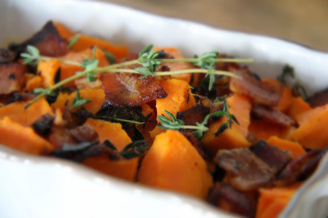 Savory Yams with Bacon, Cream and Fresh Thyme