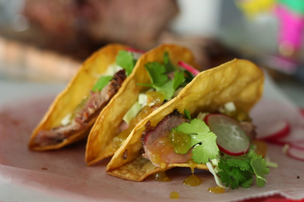 Honey Lime Pork Tacos with Sweet Green Chili Sauce