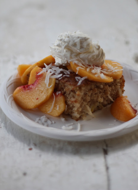 Fresh Peach and Coconut Cream Cake