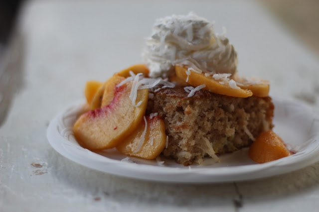 Fresh Peach and Coconut Cream Cake