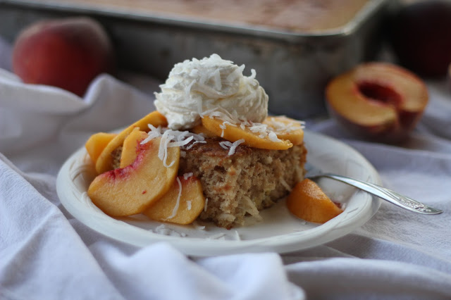 Fresh Peach and Coconut Cream Cake