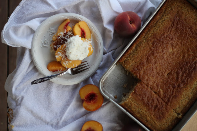 Fresh Peach and Coconut Cream Cake