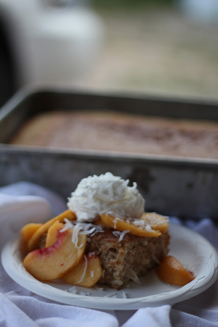 Fresh Peach and Coconut Cream Cake