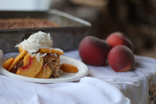 Fresh Peach and Coconut Cream Cake