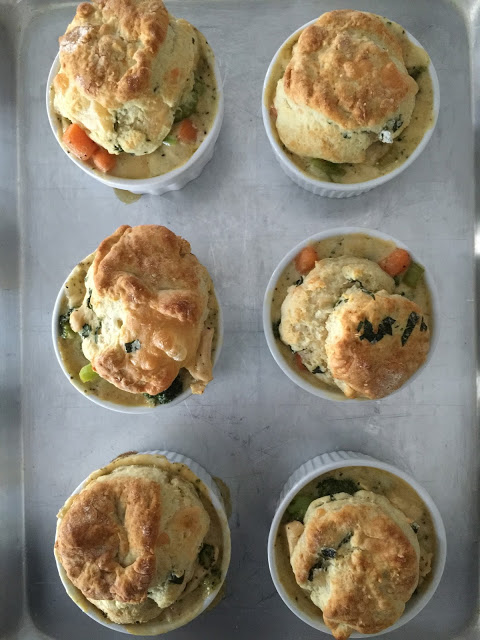 Mini Chicken Pot Pies with Herb and Cheese Biscuit Toppers