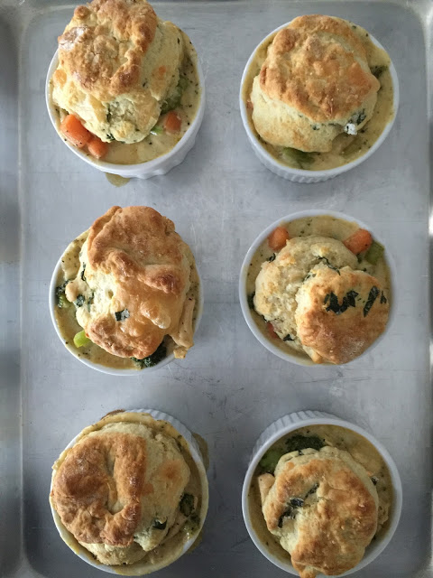 Mini Chicken Pot Pies with Herb and Cheese Biscuit Toppers