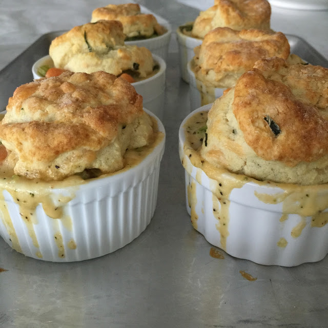 Mini Chicken Pot Pies with Herb and Cheese Biscuit Toppers