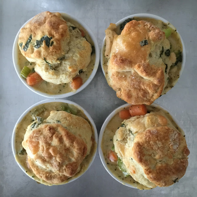 Mini Chicken Pot Pies with Herb and Cheese Biscuit Toppers