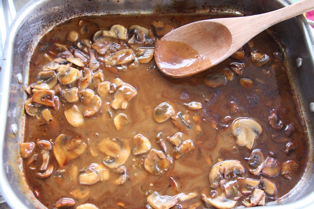 Stuffed Pork Tenderloin with Balsamic Mushroom Gravy