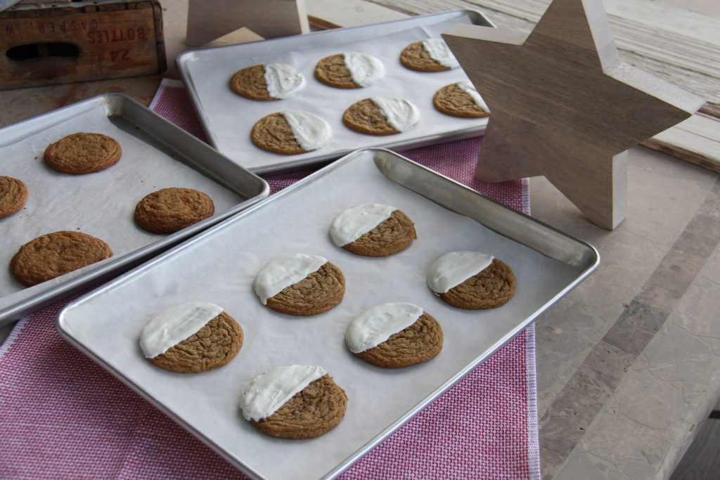 White Chocolate Dipped Chewy Ginger Cookies