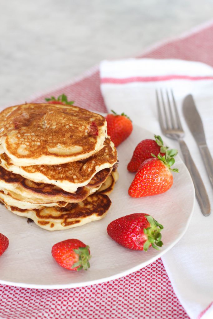Strawberry Buttermilk Pancakes with Fresh Strawberry Syrup