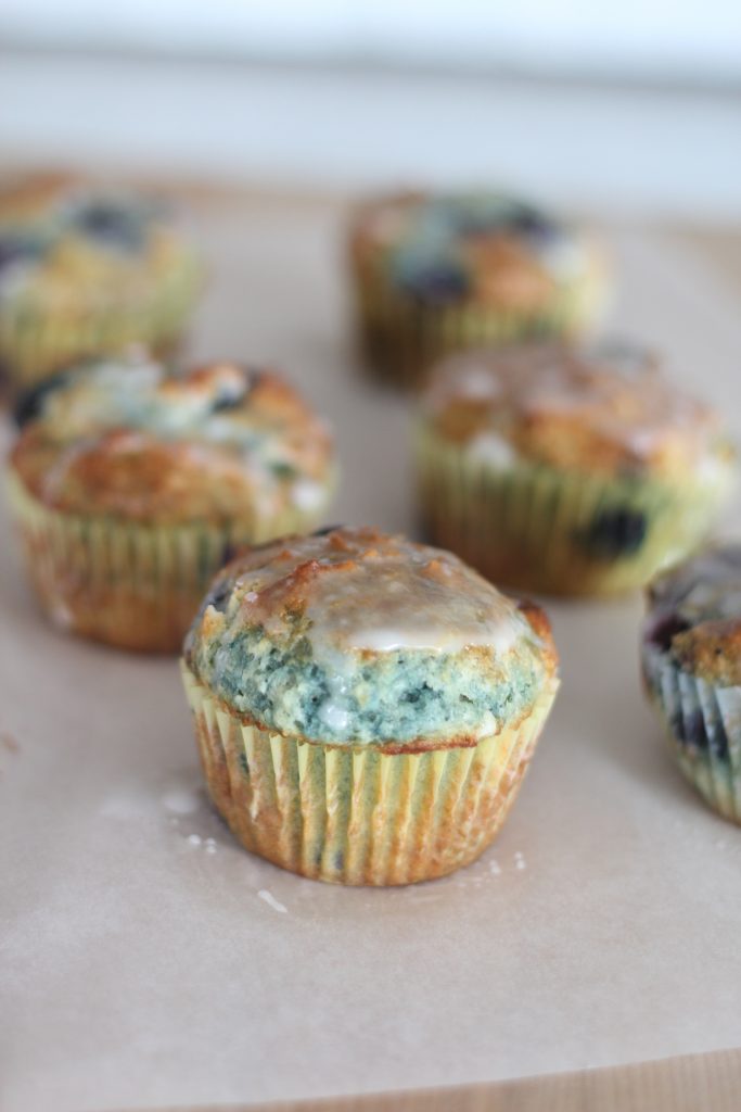 Blueberry and Lemon Zest Muffins with Fresh Lemon Glaze