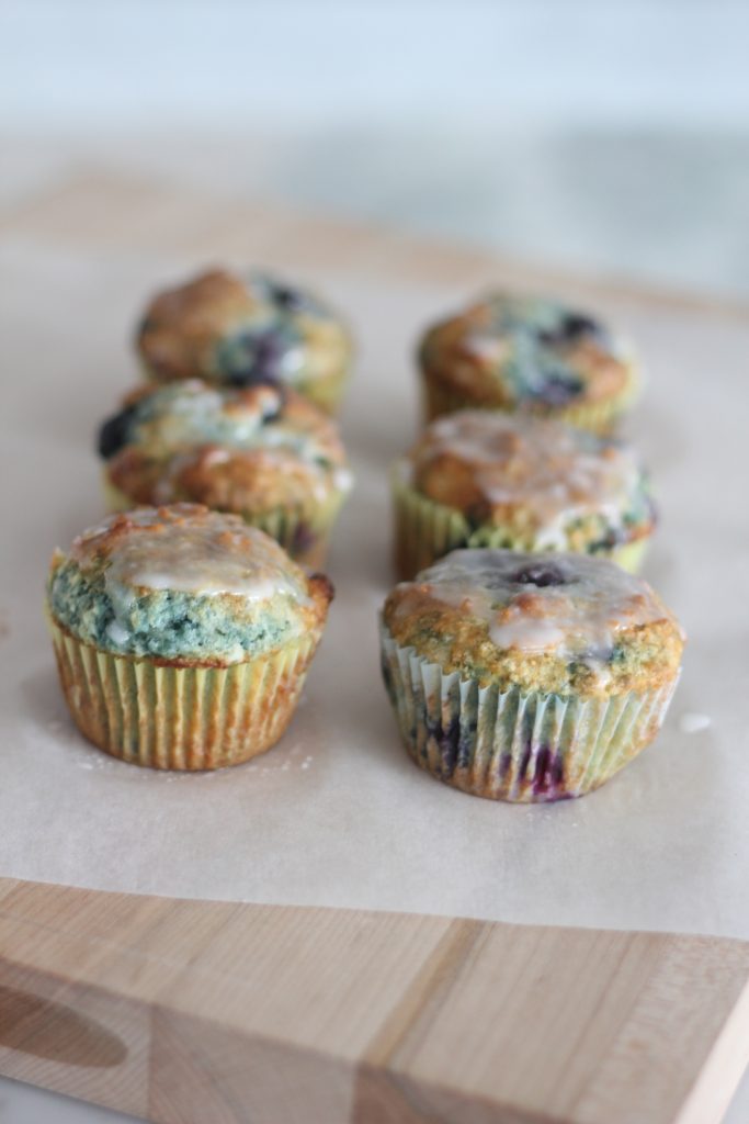 Blueberry and Lemon Zest Muffins with Fresh Lemon Glaze