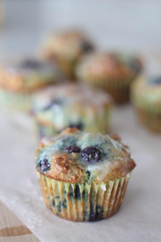 Blueberry and Lemon Zest Muffins with Fresh Lemon Glaze