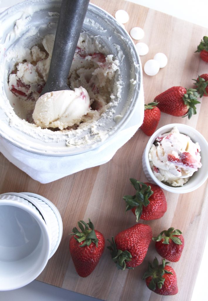 Fresh Strawberry White Chocolate Chunk Ice Cream