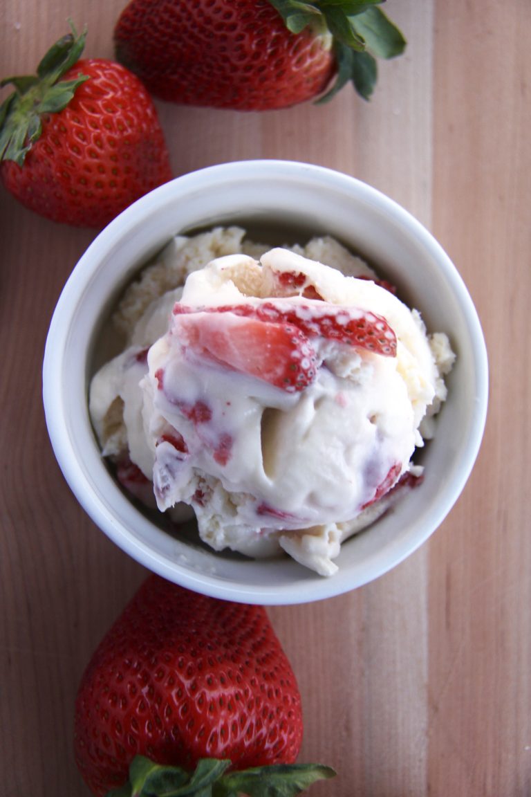 Fresh Strawberry White Chocolate Chunk Ice Cream | A Bountiful Kitchen