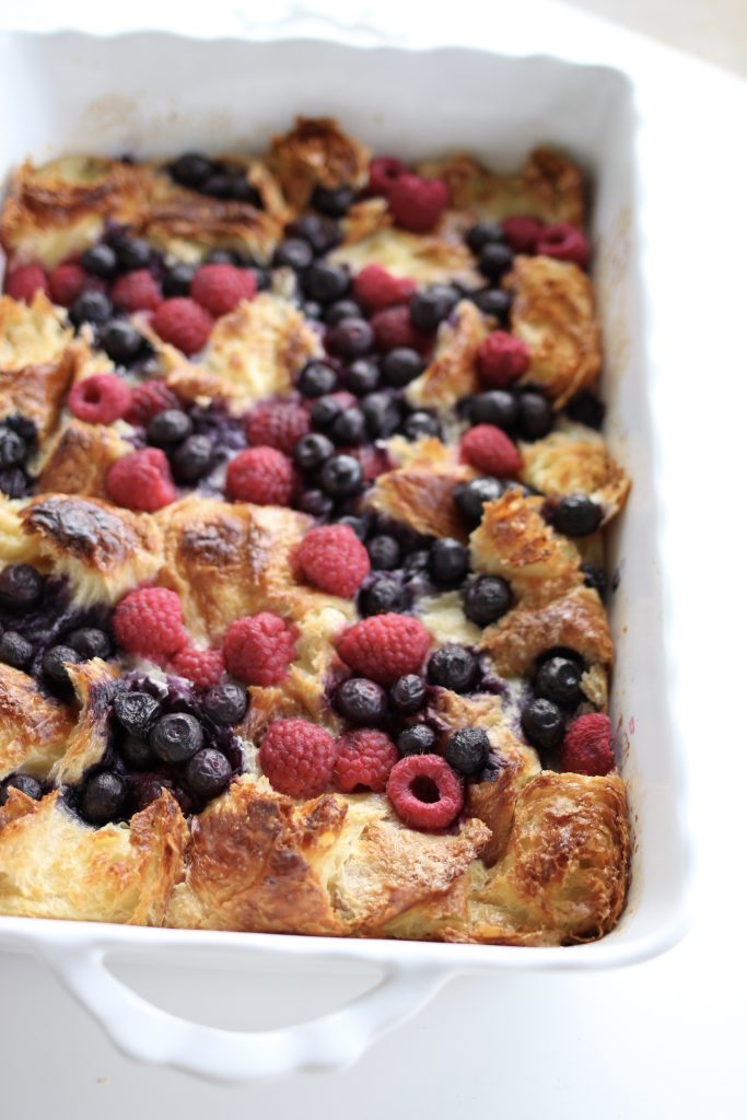 Overnight Breakfast Berry Bake with Caramel Syrup
