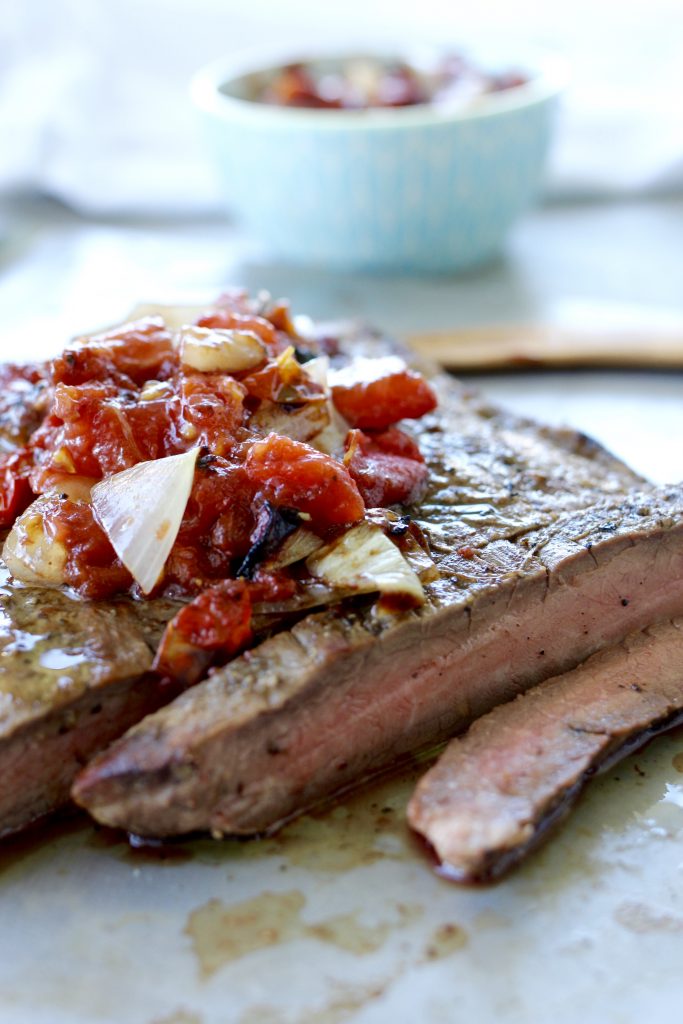 Grilled Flank Steak with Charred Tomato Relish