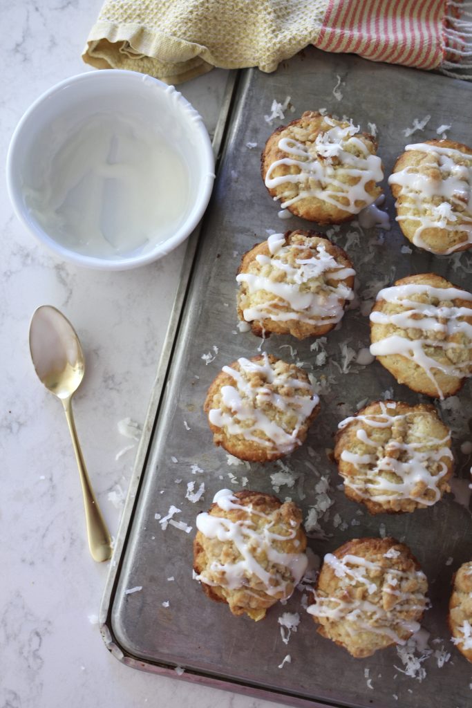 Peach and Coconut Muffins with Coconut Streusel