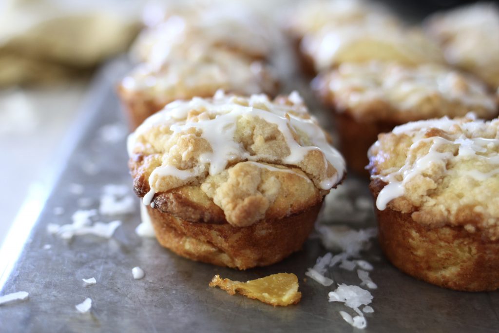 Peach and Coconut Muffins with Coconut Streusel