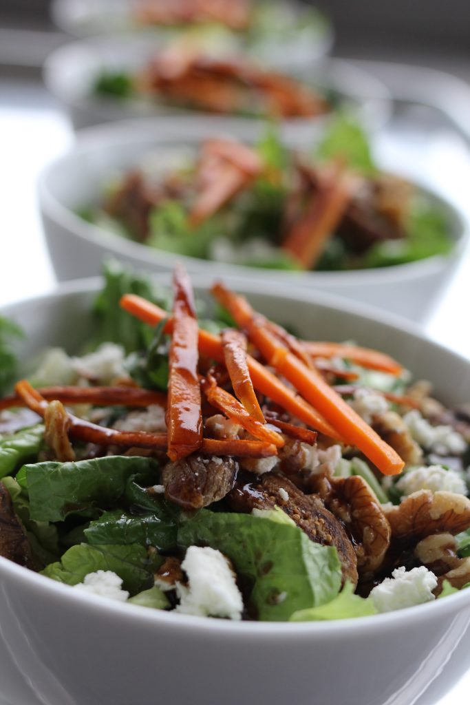 Fig, Walnut and Goat Cheese Salad with Pumpkin Spice Dressing