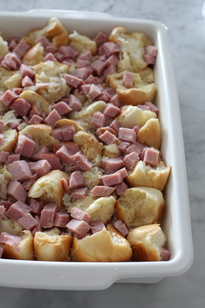 Ham and Melted Swiss Overnight Breakfast Casserole