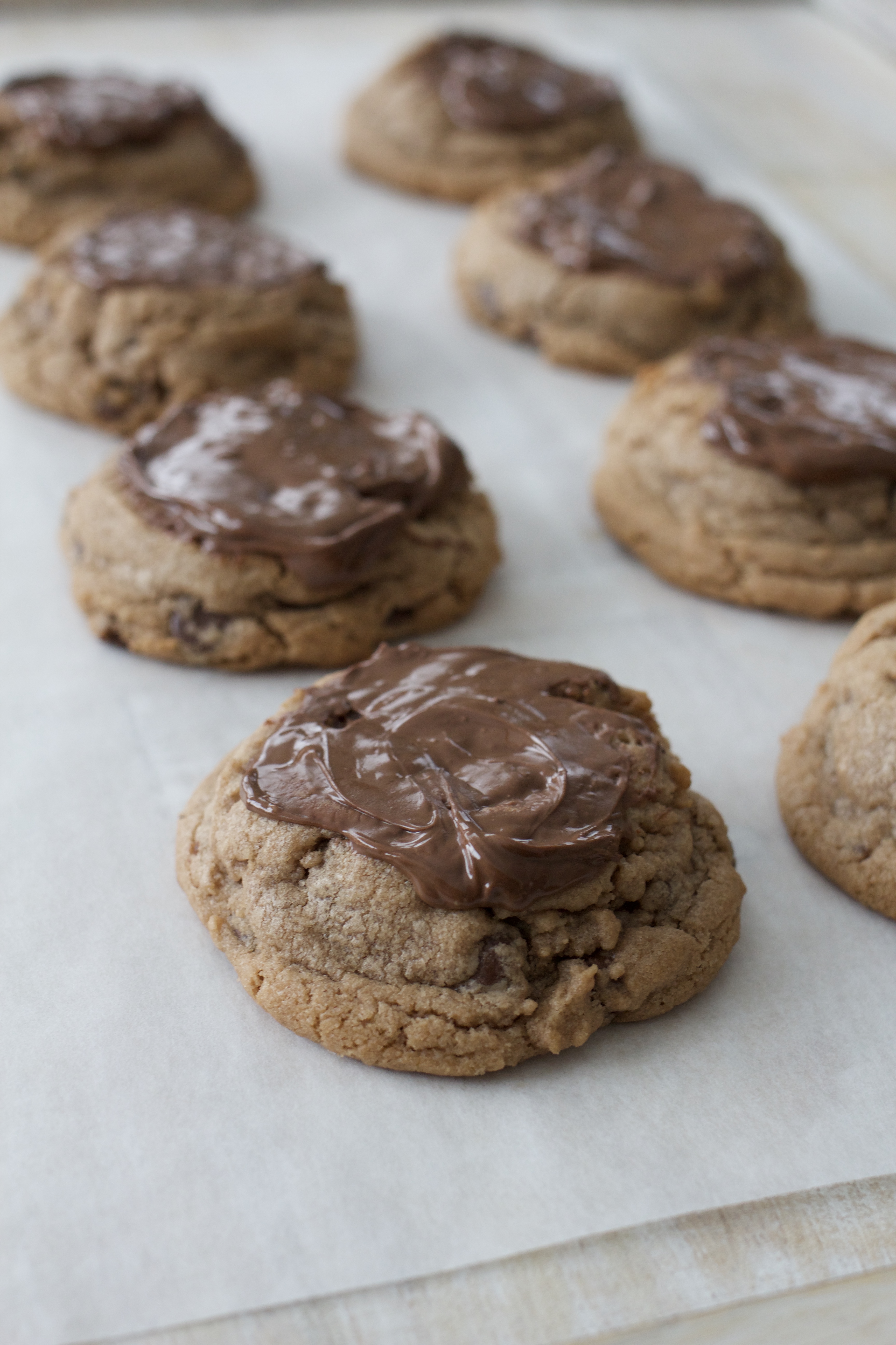 Frosted Nutella Chocolate Chip Cookies