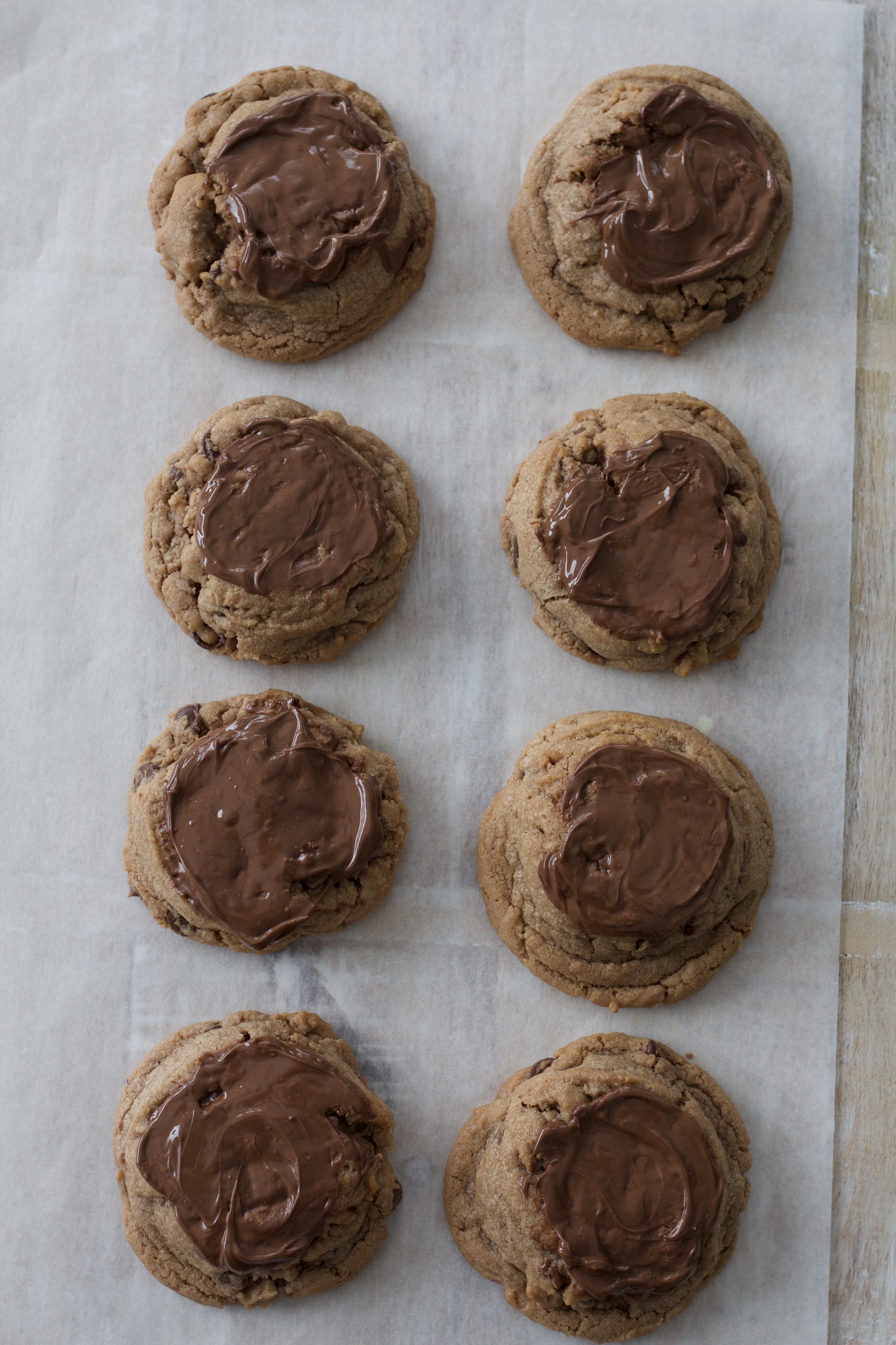 Frosted Nutella Chocolate Chip Cookies