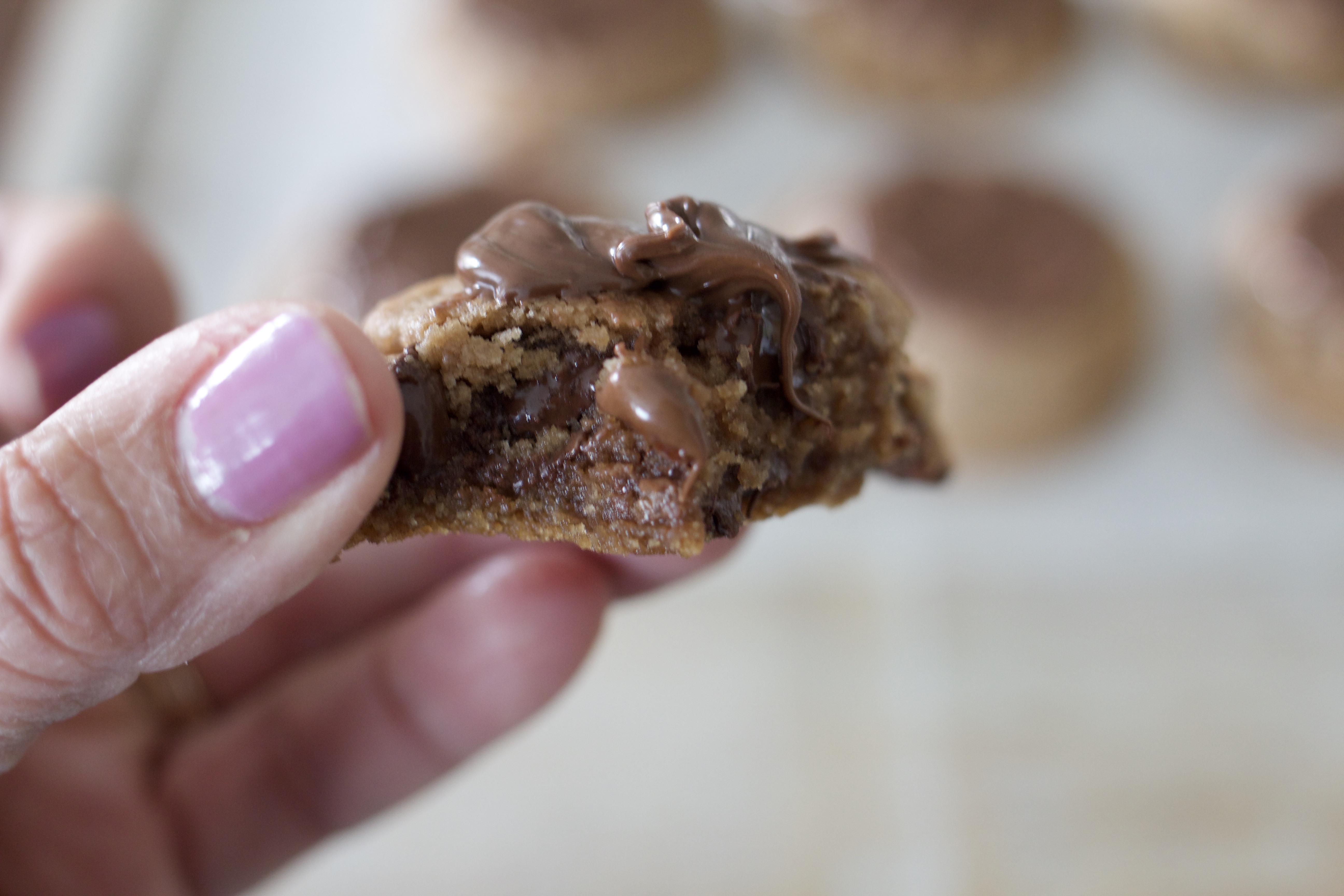 Frosted Nutella Chocolate Chip Cookies