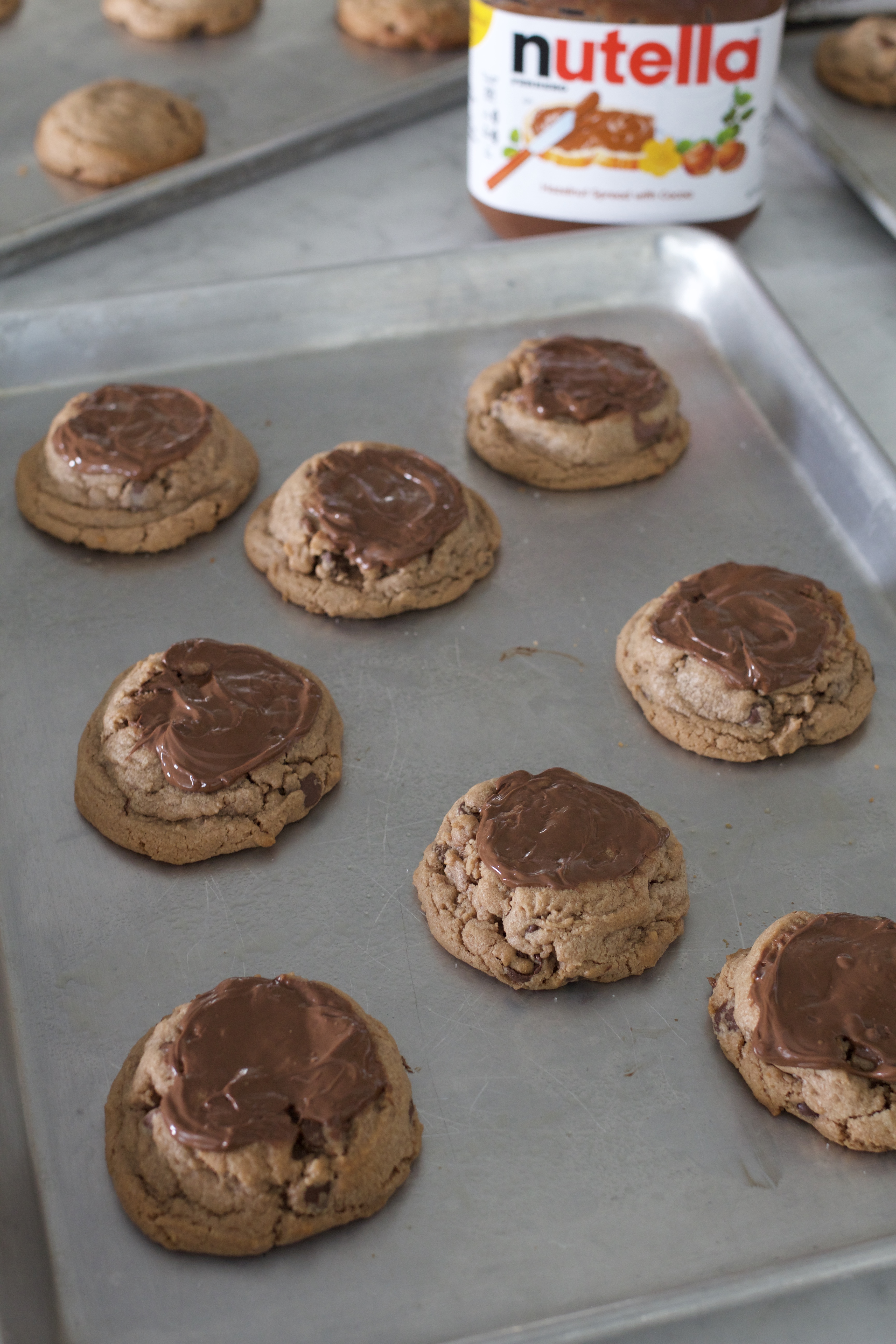 Frosted Nutella Chocolate Chip Cookies