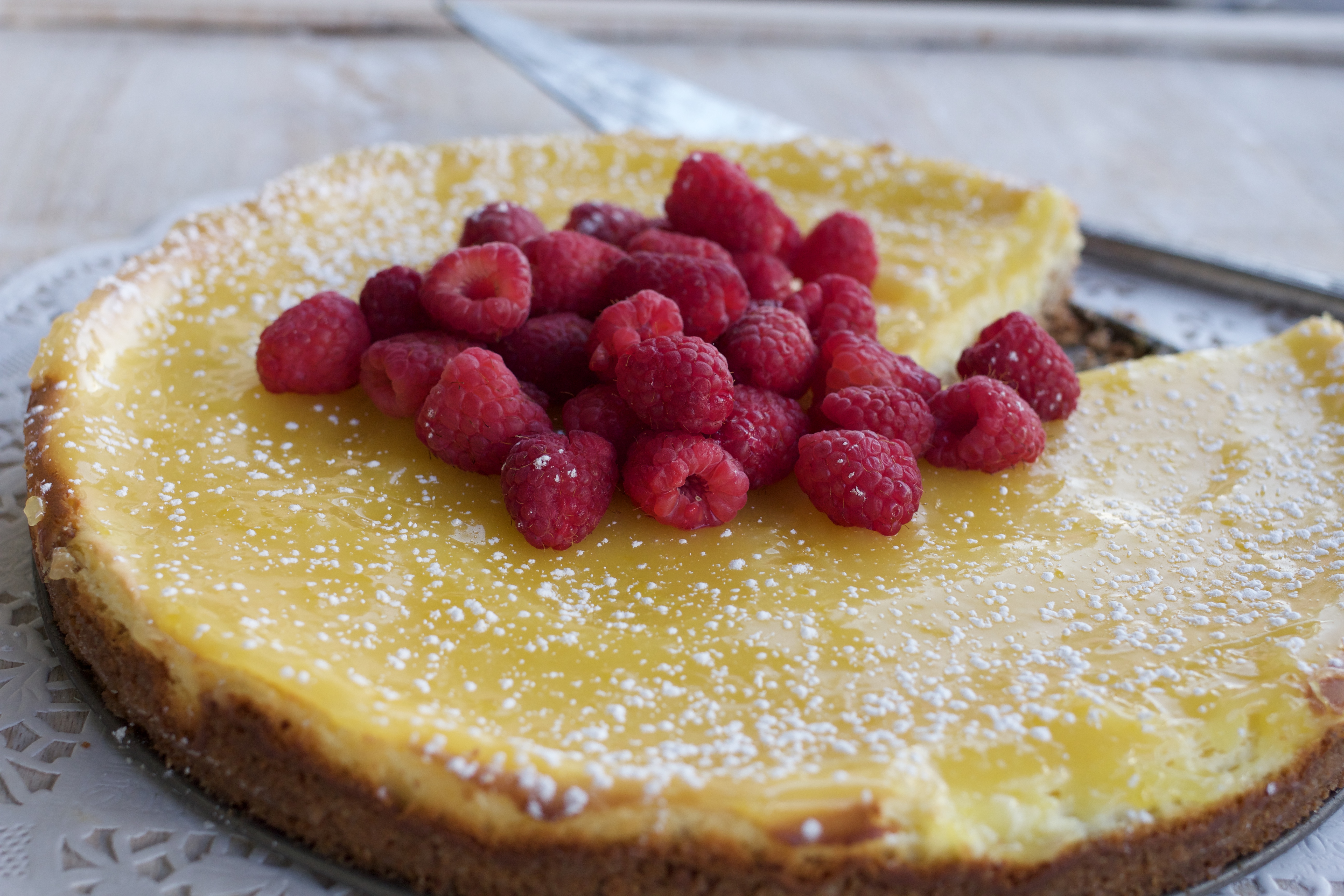 Lemon Cream Cheese Tart with Coconut Cookie Crust