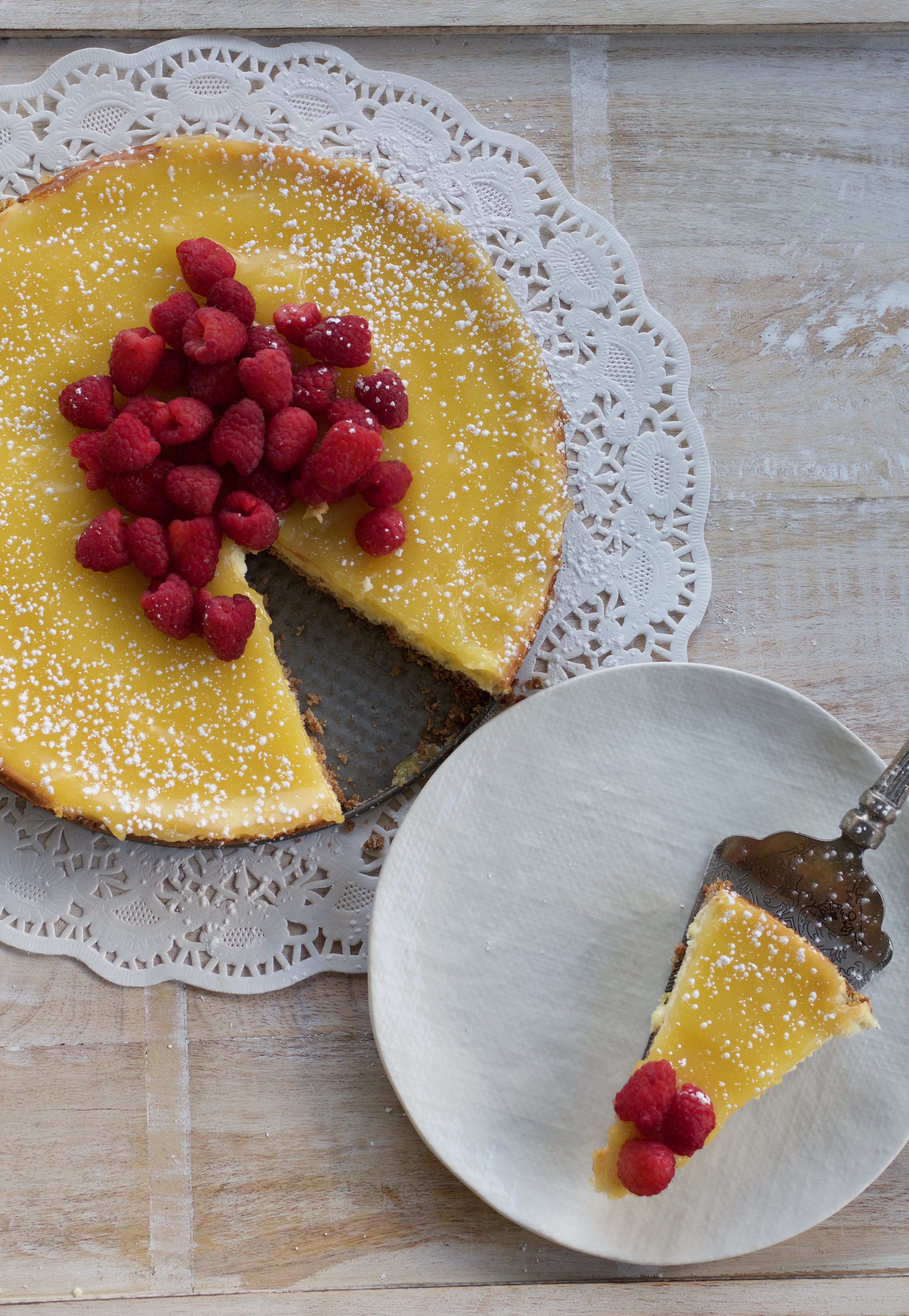 Lemon Cream Cheese Tart with Coconut Cookie Crust