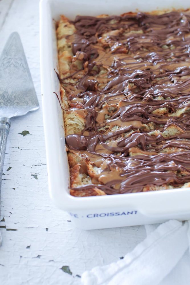 Croissant Bread Pudding Recipe with Nutella - Southern Kissed