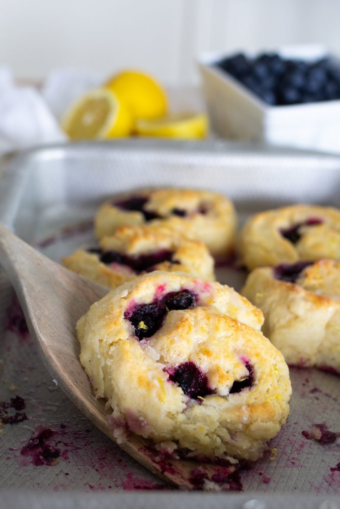 Blueberry and Lemon Cinnamon Roll Biscuits | A Bountiful Kitchen