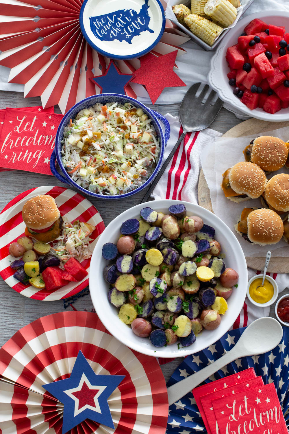 Red, White and Blue Potato Salad | A Bountiful Kitchen