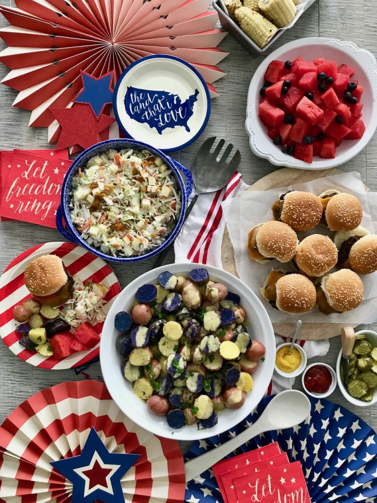 Red, White and Blue Potato Salad | A Bountiful Kitchen